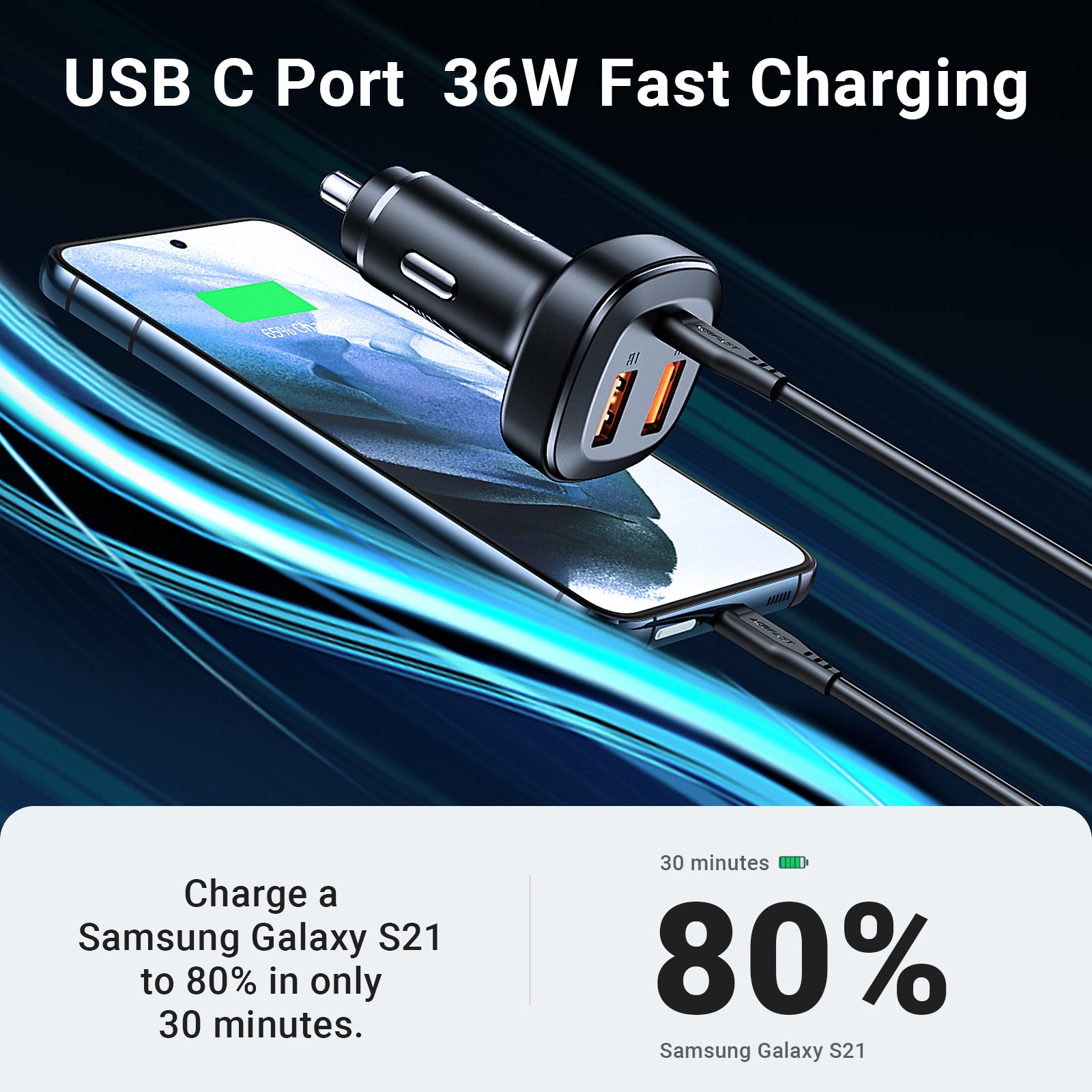ACEFAST Fast Car Charger 66W (2 USB-A+USB-C) - B9
