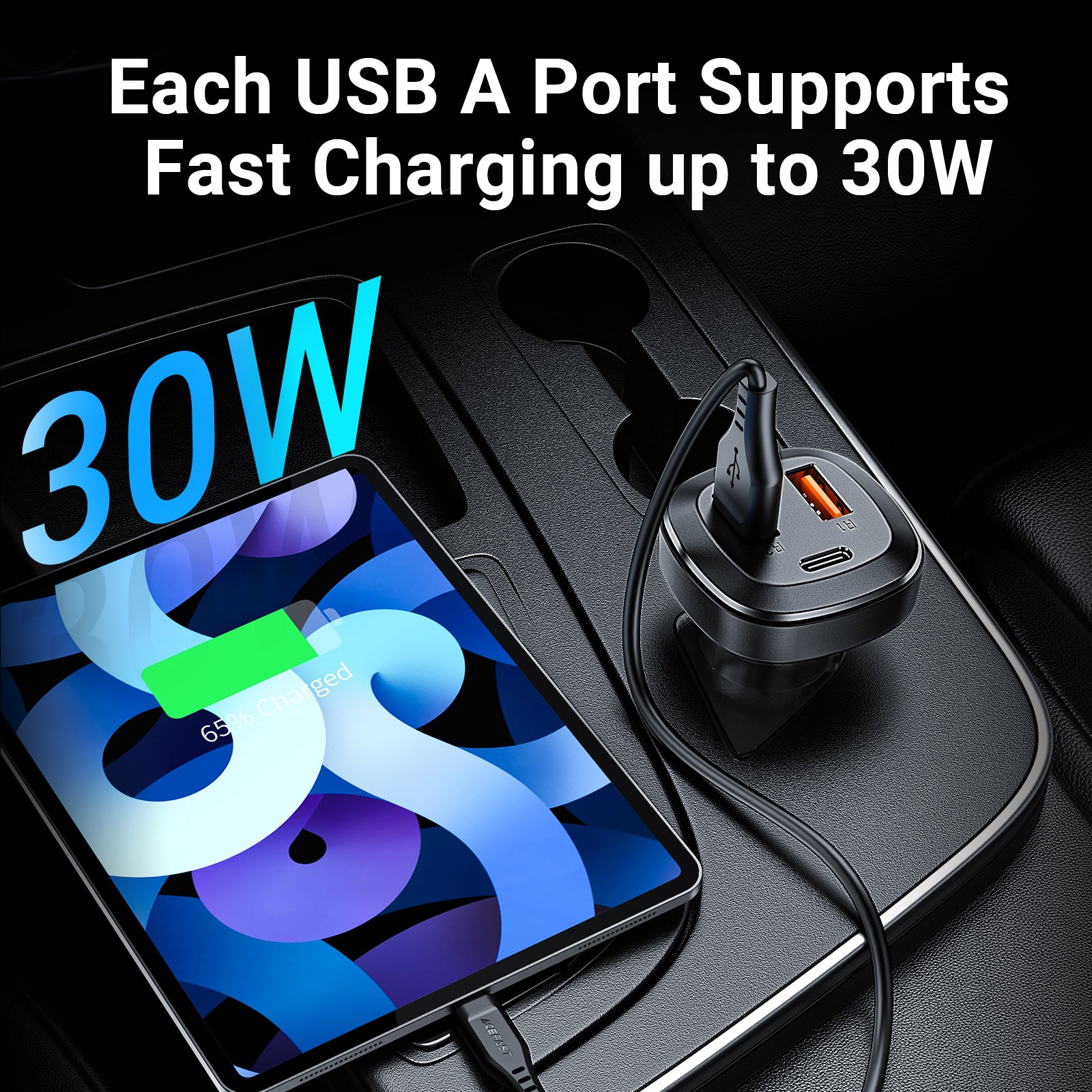 ACEFAST Fast Car Charger 66W (2 USB-A+USB-C) - B9