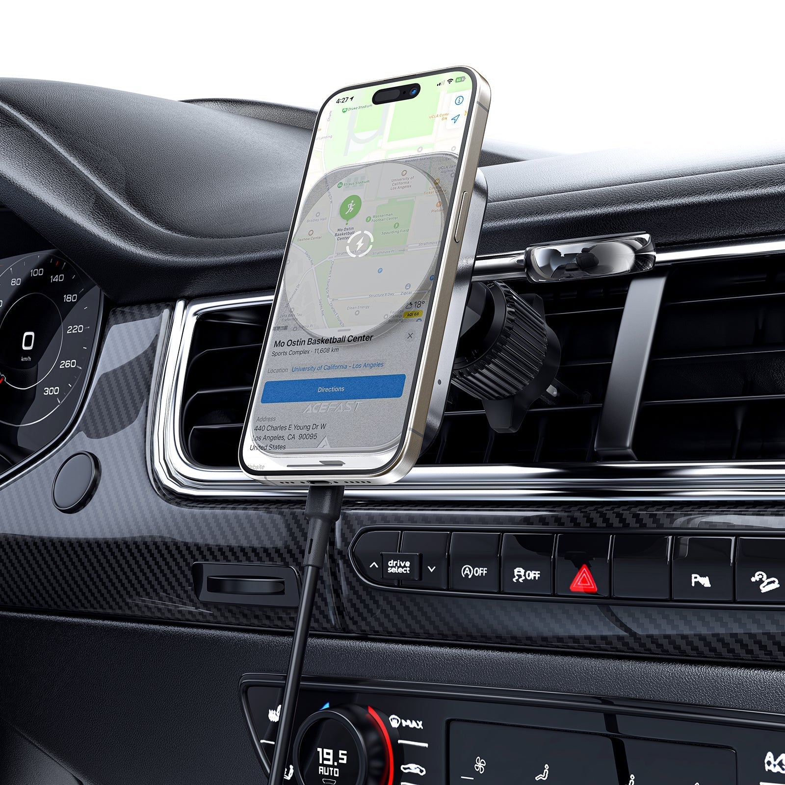 ACEFAST 2-in-1 MagSafe 17.5W Wireless Car Charger