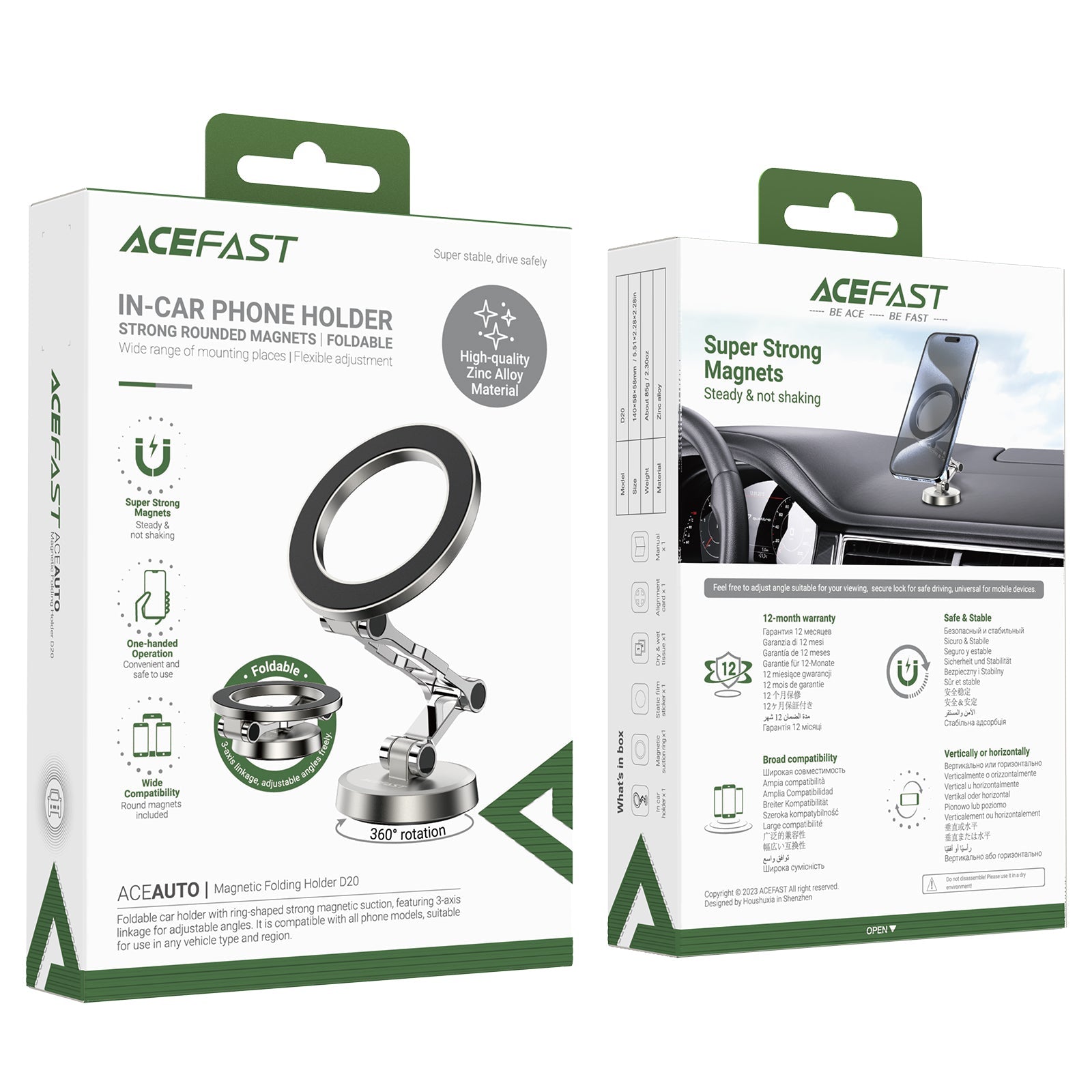 ACEFAST In-Car Phone Holder for Dashboard - Strong Rounded Magnets