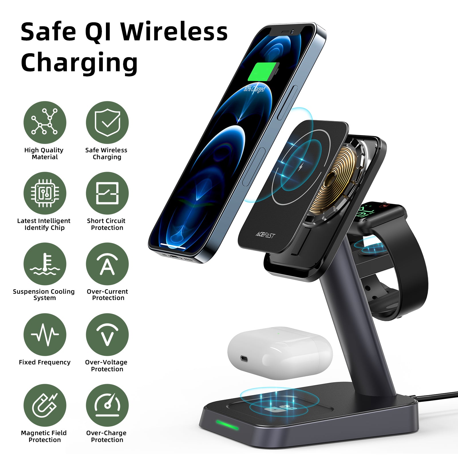 ACEFAST Desktop 3-in-1 Wireless Charging Stand - E3
