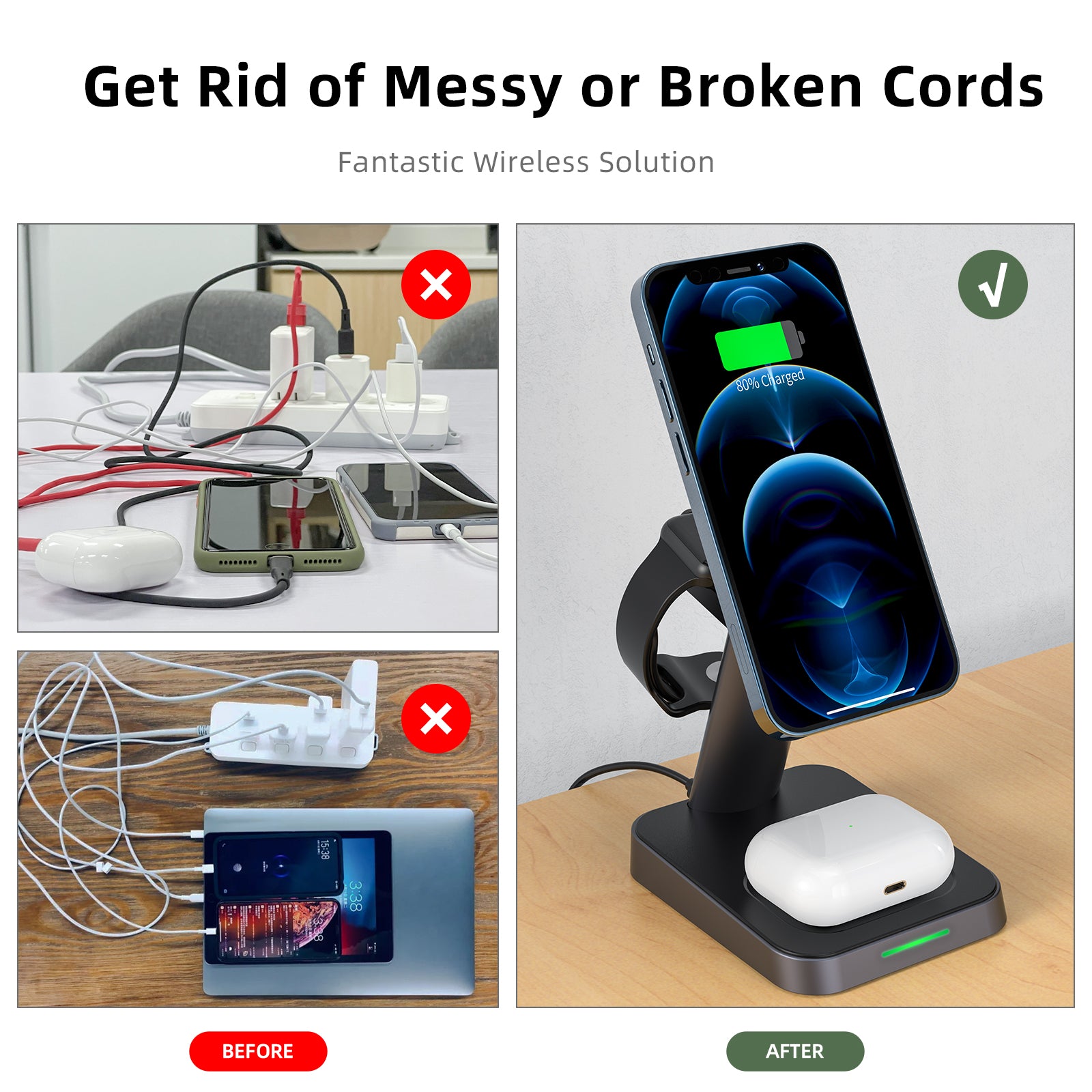 ACEFAST Desktop 3-in-1 Wireless Charging Stand - E3