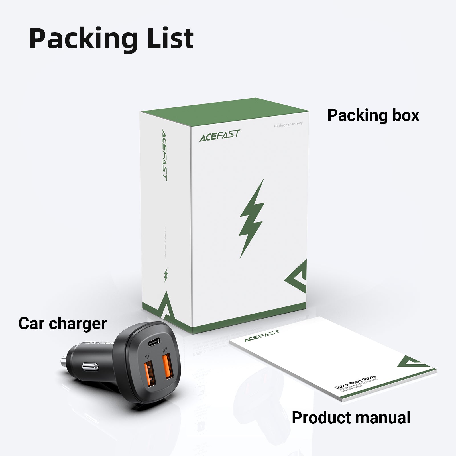 ACEFAST Fast Car Charger 66W (2 USB-A+USB-C) - B9