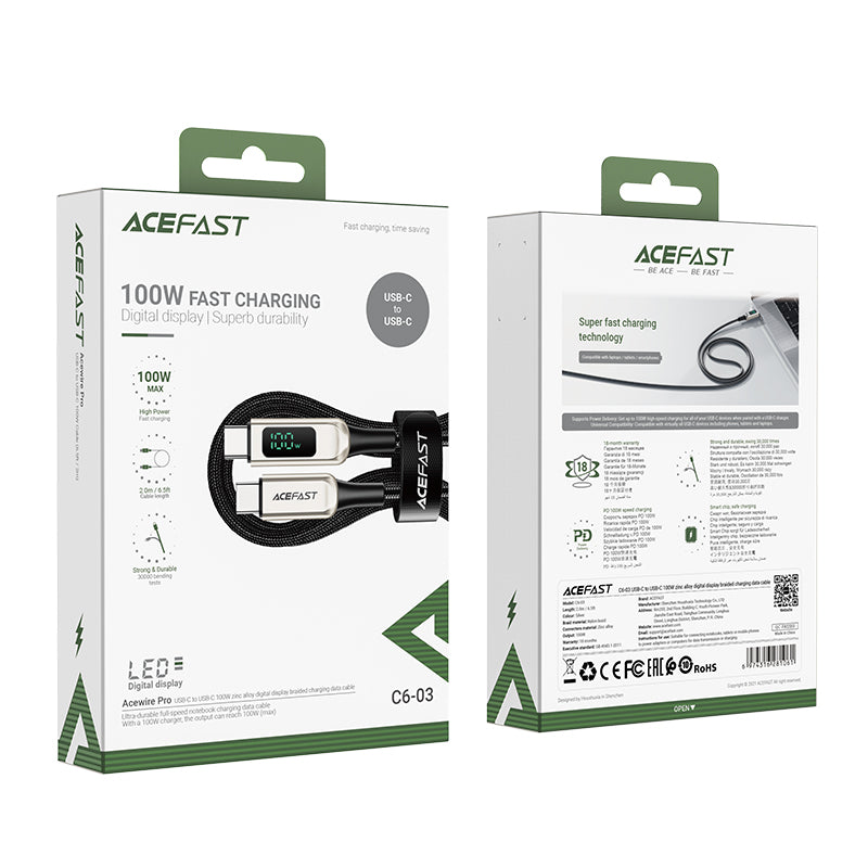 ACEFAST 100W Type-C to Type-C Fast Charging Braided Cable 2M