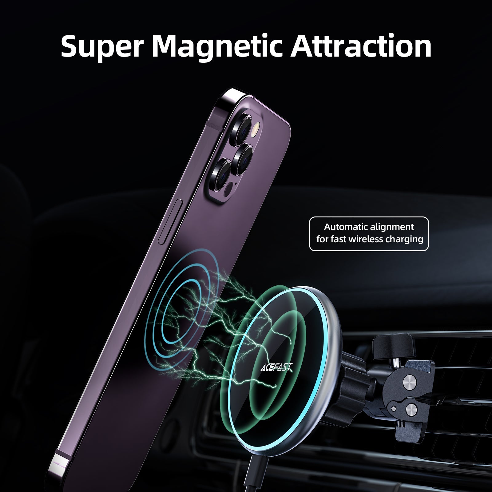ACEFAST Wireless Car Charger Magnetic Wireless Charging Car Phone Holder