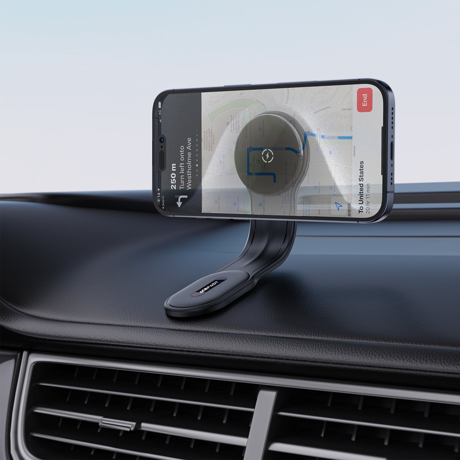 ACEFAST 15W Bendable Wireless Car Charger with Velcro Pad